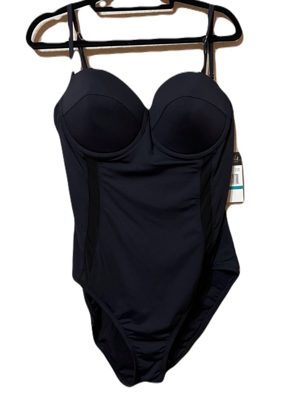 NWT Anne Cole adjustable strap bathing suit black size 16